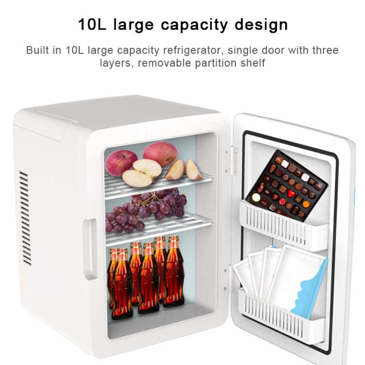 10L Mini Refrigerator Car Home Dual-use Small Dormitory Refrigerator, CN Plug(White Blue)