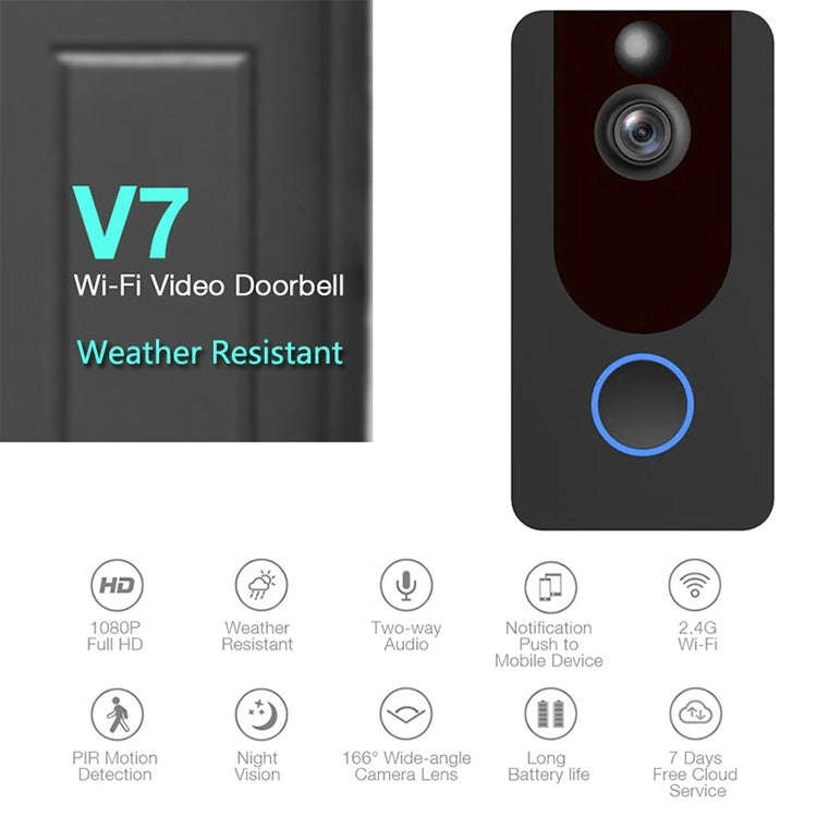 V7 Standard Edition 1080P Full HD Weather Resistant WiFi Security Home Monitor Intercom Smart Pho...