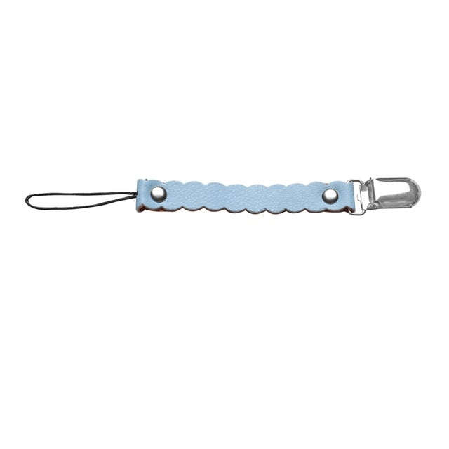 Wave Leather Baby Short Pacifier Clip Chain Metal Soother Nipple Holder Clasps(Blue)