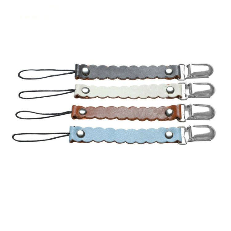 Wave Leather Baby Short Pacifier Clip Chain Metal Soother Nipple Holder Clasps(Blue)