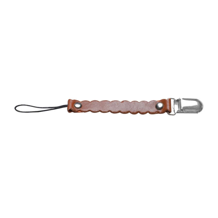 Wave Leather Baby Short Pacifier Clip Chain Metal Soother Nipple Holder Clasps(Brown)