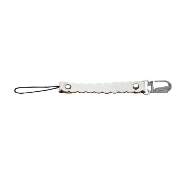 Wave Leather Baby Short Pacifier Clip Chain Metal Soother Nipple Holder Clasps(White)
