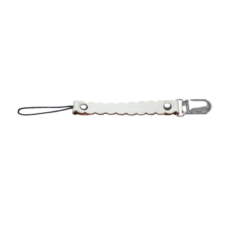 Wave Leather Baby Short Pacifier Clip Chain Metal Soother Nipple Holder Clasps(White)