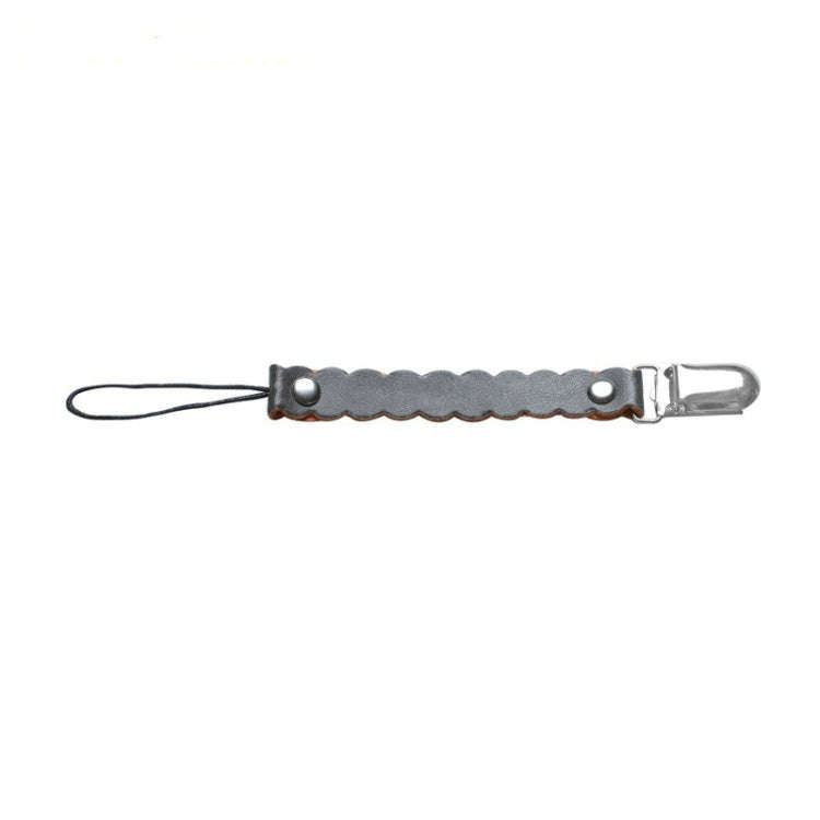 Wave Leather Baby Short Pacifier Clip Chain Metal Soother Nipple Holder Clasps(Black)