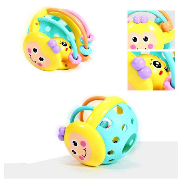 Soft Rubber Cartoon Bee Hand Knocking Rattle Dumbbell Early Educational Toy for Kid Hand Bell Bab...