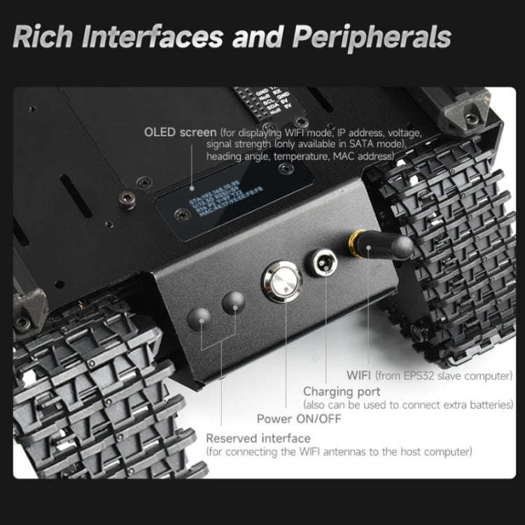 Waveshare 24019 Flexible And Expandable Off-Road Tracked UGV, Multiple Hosts Support, With Extern...