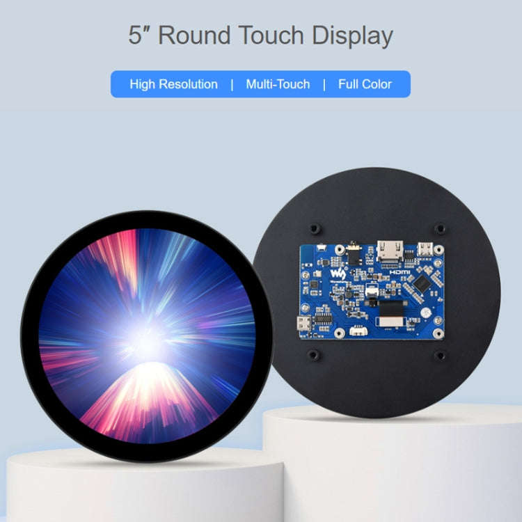 Waveshare 1080x1080 IPS Optically Bonded 5-Inch HDMI Circular 10-Point Touch Screen(24369)