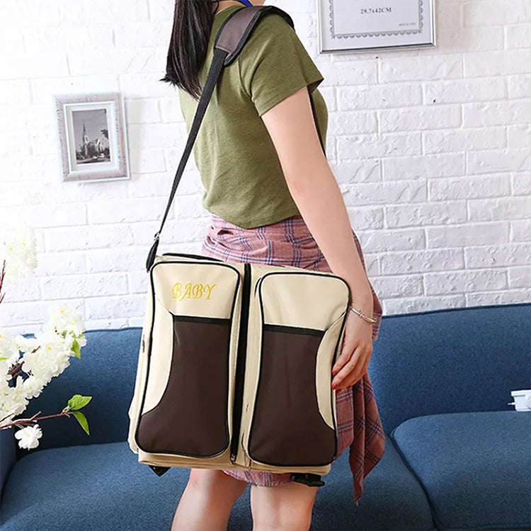Newborn Baby Portable Travel Foldable Bed Mummy Pack Bag(Beige)