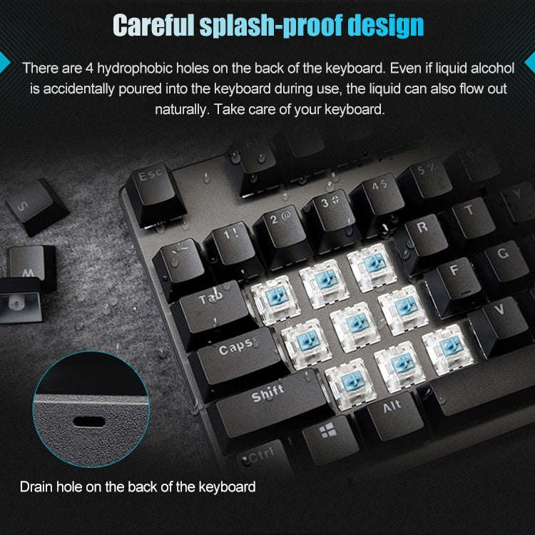 Rapoo V700S 104 Keys Mixed Color Backlight USB Wired Game Computer Without Punching Mechanical Ke...