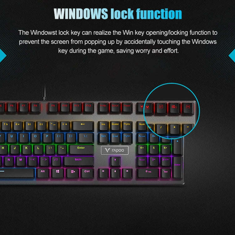 Rapoo V700S 104 Keys Mixed Color Backlight USB Wired Game Computer Without Punching Mechanical Ke...