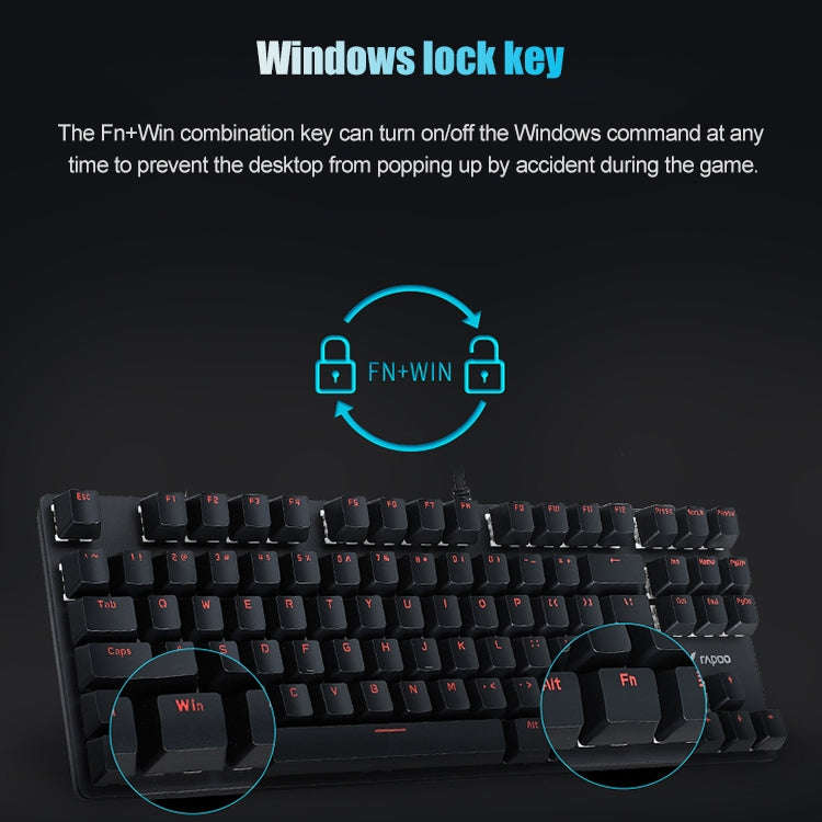 Rapoo V500 87-keys Alloy Edition Desktop Laptop Computer Game Esports Office Home Typing Metal Wi...