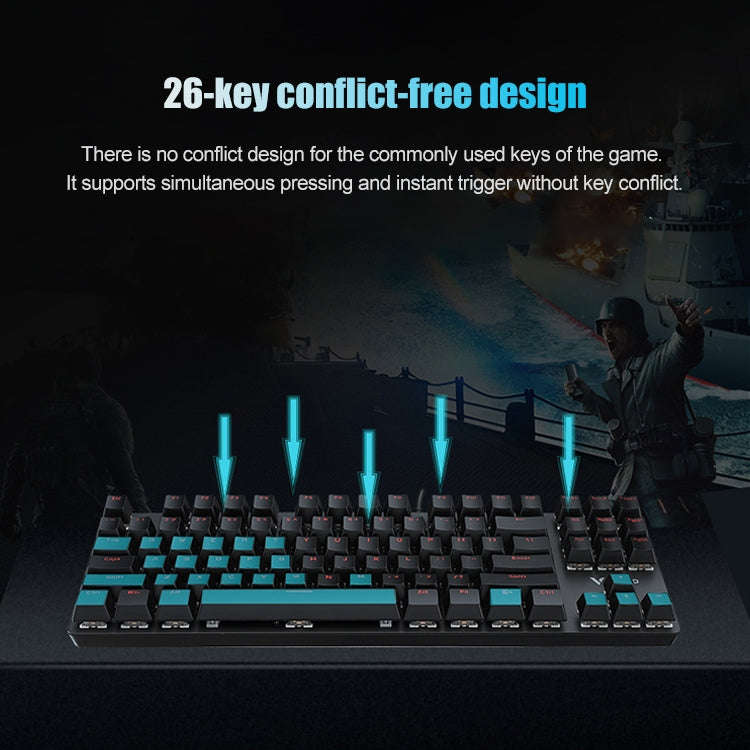 Rapoo V500 87-keys Alloy Edition Desktop Laptop Computer Game Esports Office Home Typing Metal Wi...