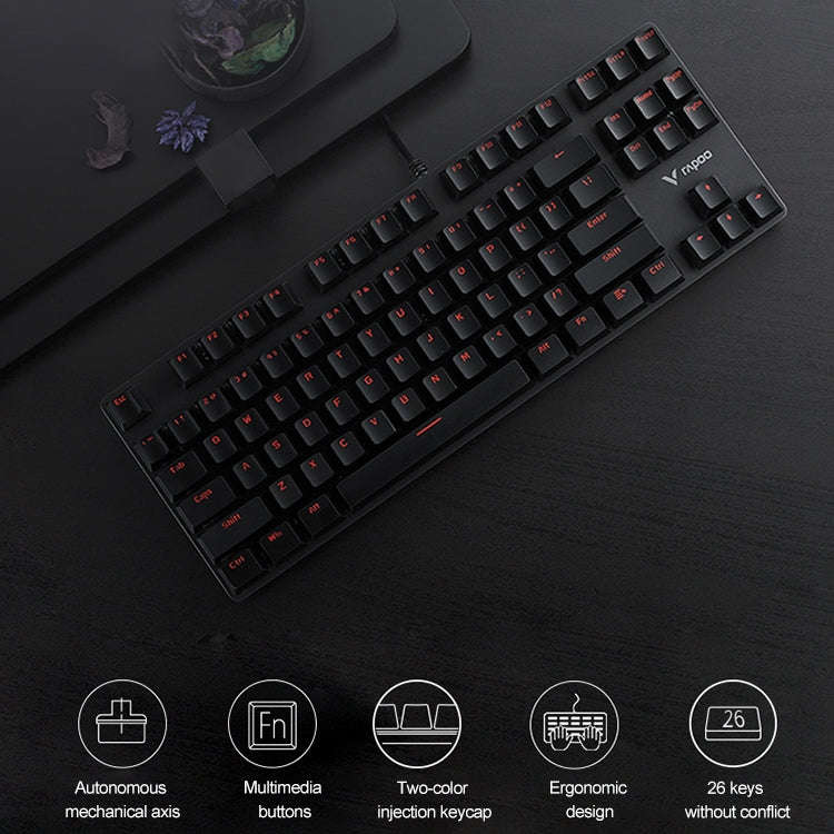 Rapoo V500 87-keys Alloy Edition Desktop Laptop Computer Game Esports Office Home Typing Metal Wi...