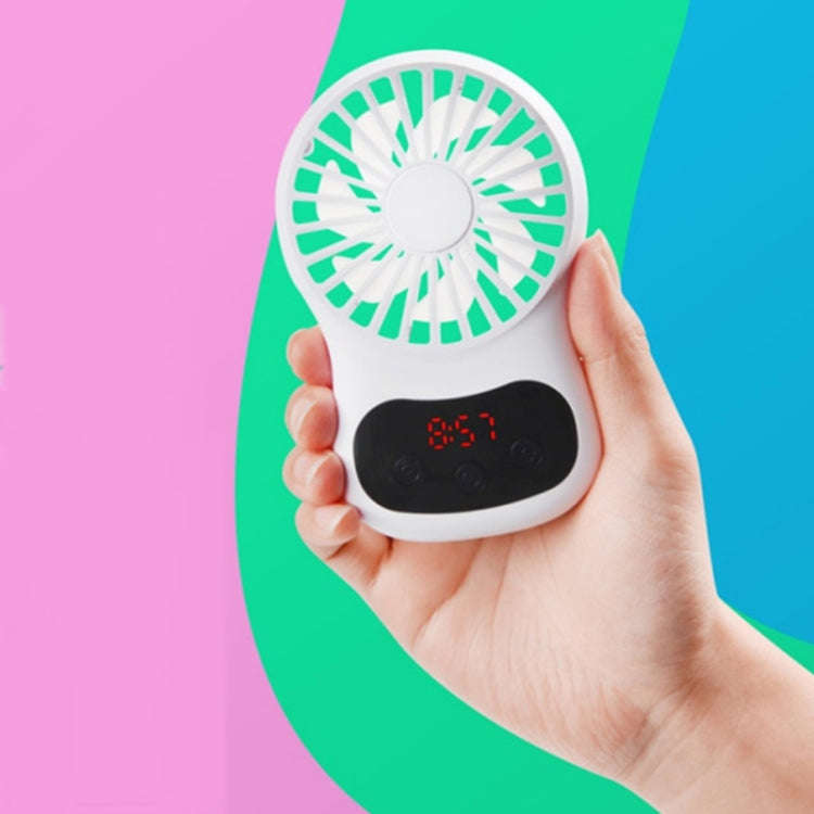 Multifunctional Clock Small Fan Creative Desktop Mini USB Fan(White)