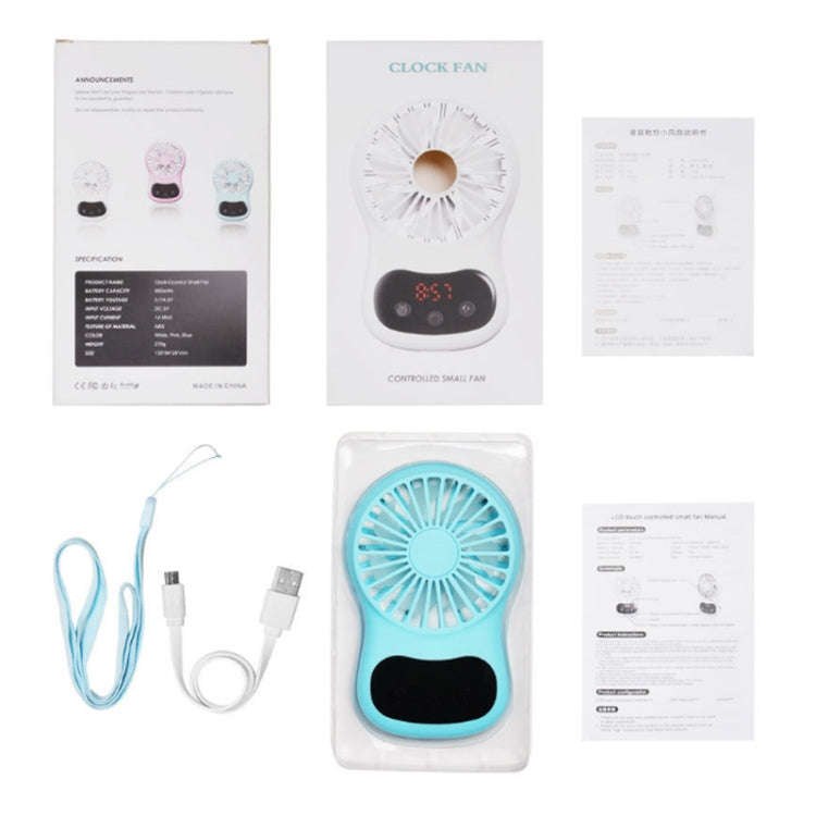 Multifunctional Clock Small Fan Creative Desktop Mini USB Fan(White)