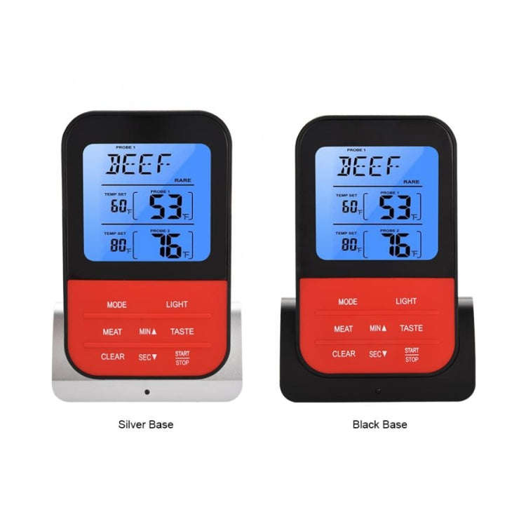 LCD Digital Food Thermometer with Dual Probe Sensors Timer(Black)