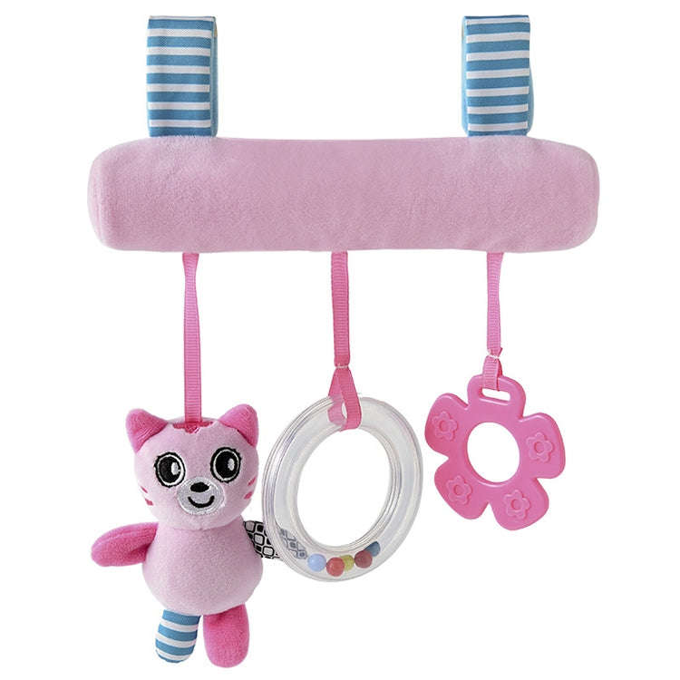 Baby Stroller Cartoon Animal Pendant Cradle Ornament Hanging Rattle(Pink kitten Bed)