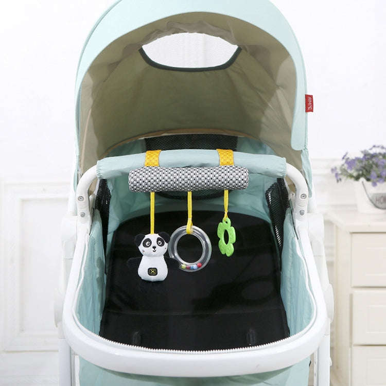 Baby Stroller Cartoon Animal Pendant Cradle Ornament Hanging Rattle(Black And White Panda Bed Han...