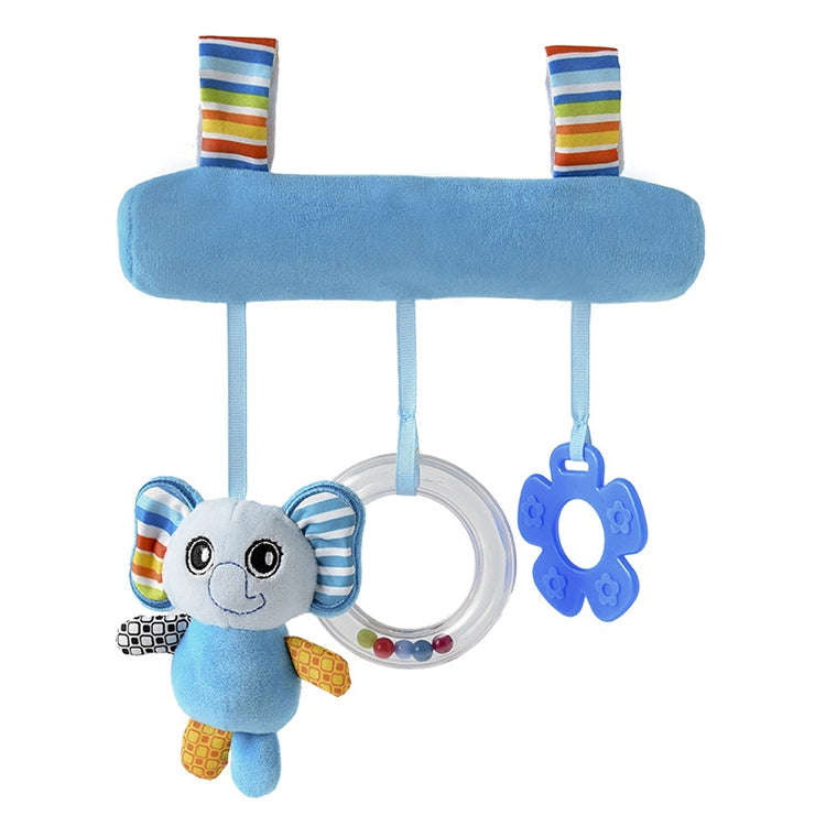 Baby Stroller Cartoon Animal Pendant Cradle Ornament Hanging Rattle(Blue Elephant Bed Hanging)