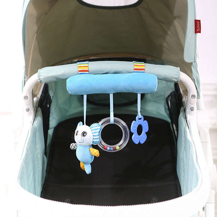 Baby Stroller Cartoon Animal Pendant Cradle Ornament Hanging Rattle(Blue Elephant Bed Hanging)