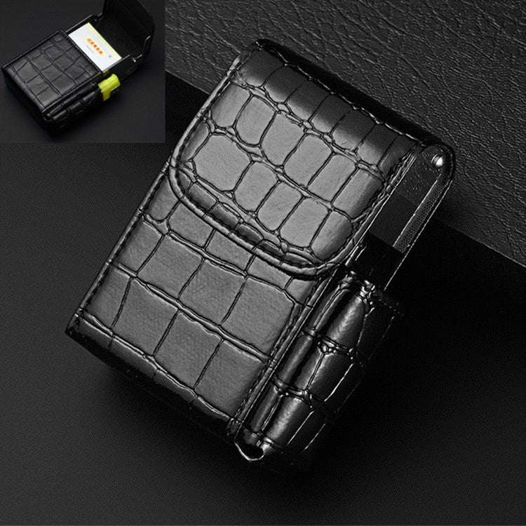 PU Leather Cigarette Case Lighter Case Business Card Case(Stone Pattern Black)