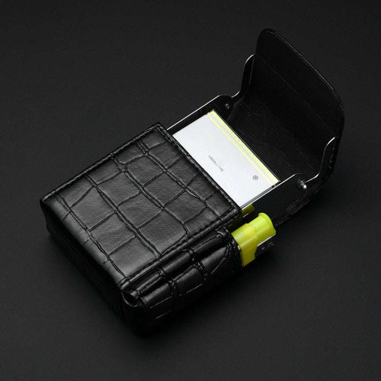 PU Leather Cigarette Case Lighter Case Business Card Case(Lychee Pattern Coffee)