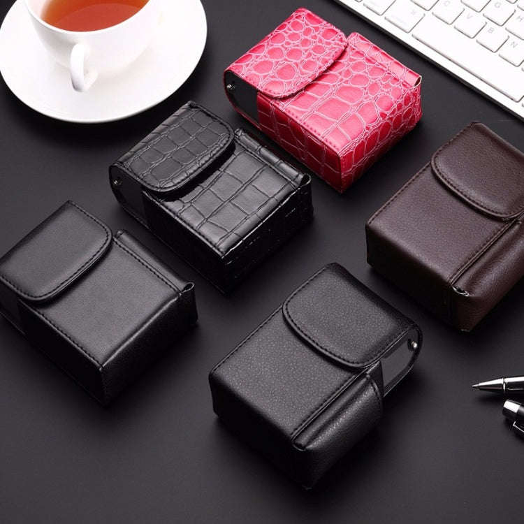 PU Leather Cigarette Case Lighter Case Business Card Case(Lychee Pattern Coffee)