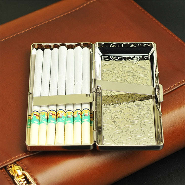 Fine Cigarette Case Double-sided 14 Sticks Portable Metal Extension Cigarette Case(Silver)