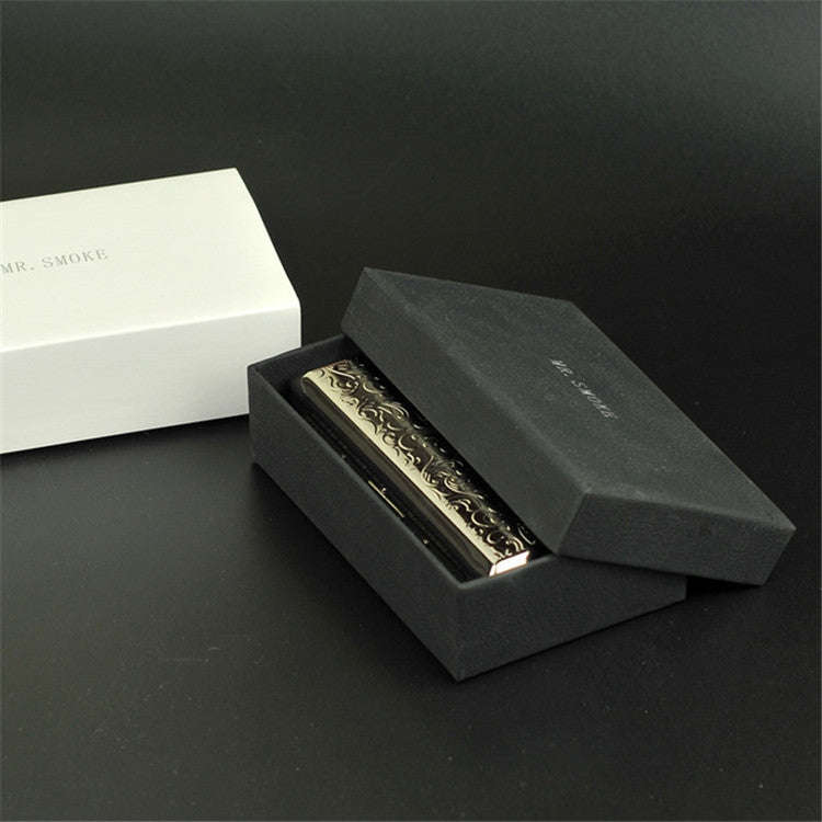 Fine Cigarette Case Double-sided 14 Sticks Portable Metal Extension Cigarette Case(Silver)