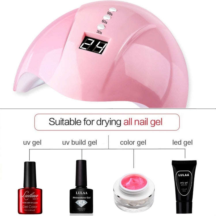 36W UV Led Lamp Nail Dryer 12 Leds for Nail Machine Curing 30s/60s/99s Timer USB Connector(Pink)