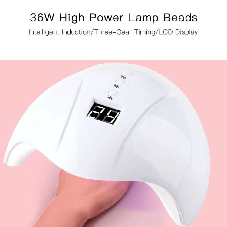 36W UV Led Lamp Nail Dryer 12 Leds for Nail Machine Curing 30s/60s/99s Timer USB Connector(White)