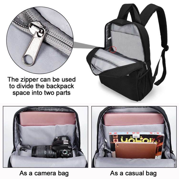 CADeN L4 Double-layer Casual Computer Backpack Multi-function Digital Camera Bag (Black)
