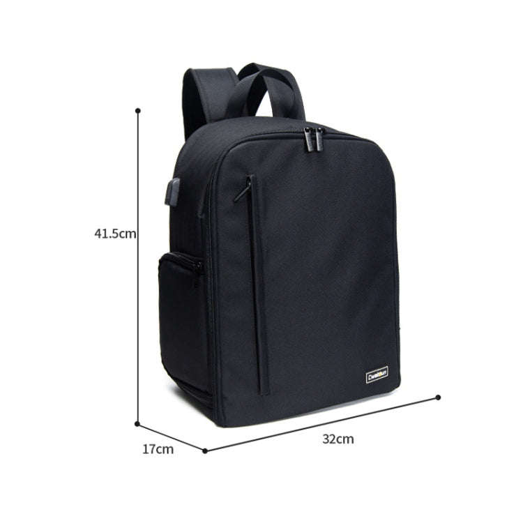 Cwatcun Shoulder Digital Camera Bag Outdoor Nylon Photography Backpack(Black (Big size))
