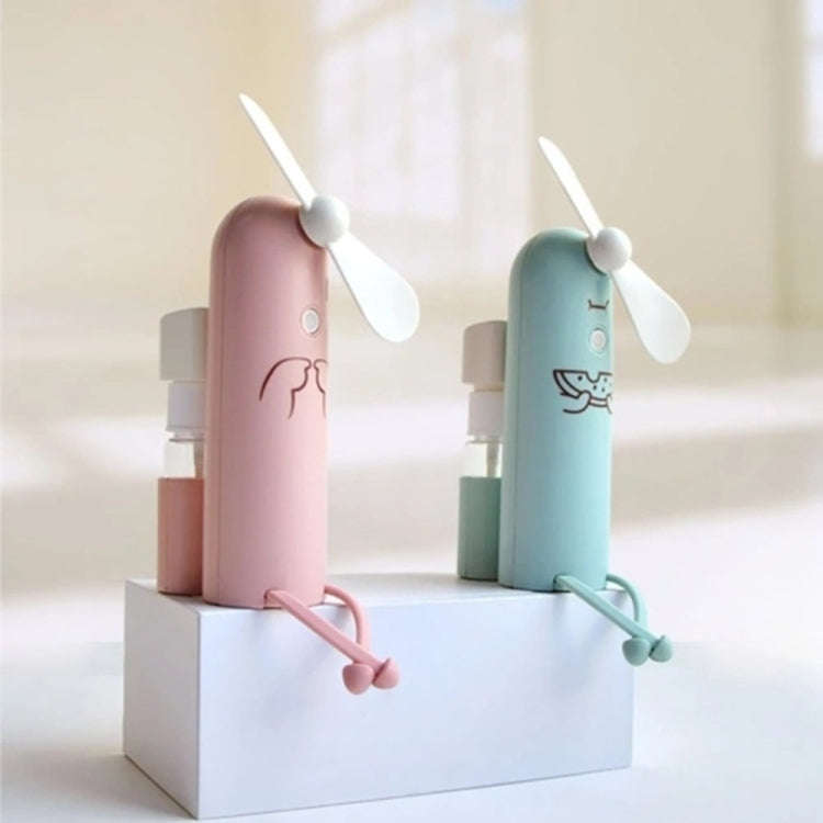 Creative Mobile Phone Bracket Cartoon Spray Mini Fan Portable Usb Fan(Green)