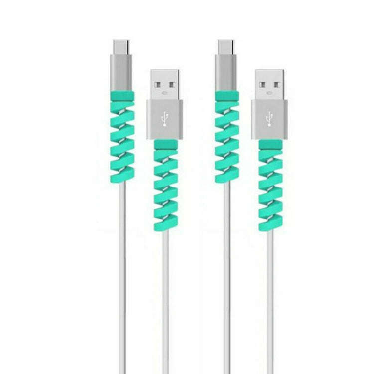 4pcs Spiral Style Silicone Data Cable Protective Cover Anti-wire Break Winder(Blue)