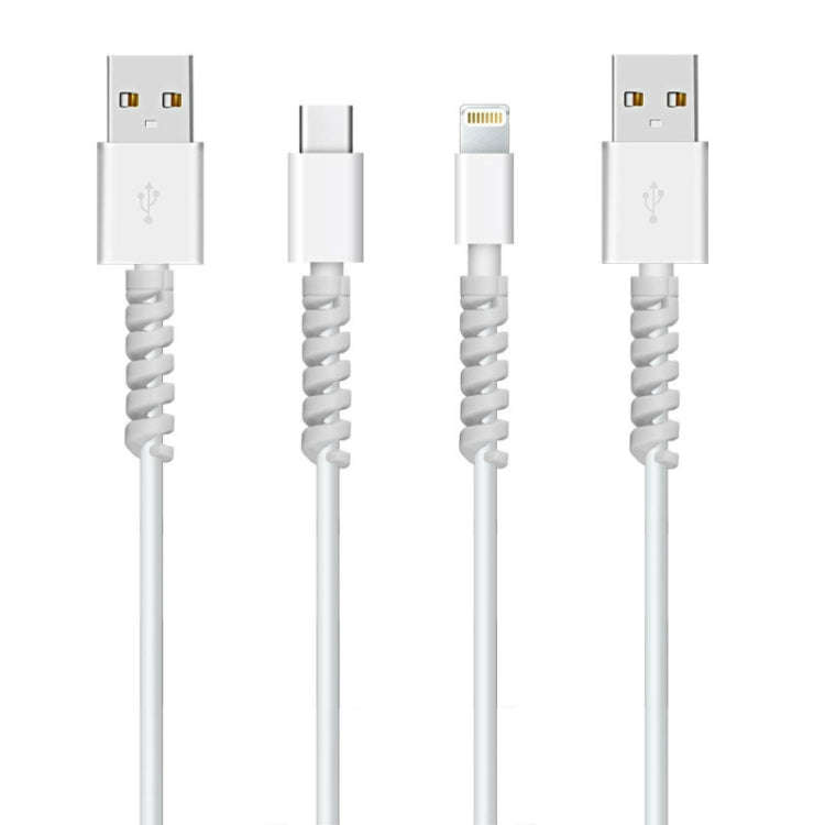 4pcs Spiral Style Silicone Data Cable Protective Cover Anti-wire Break Winder(Gray)