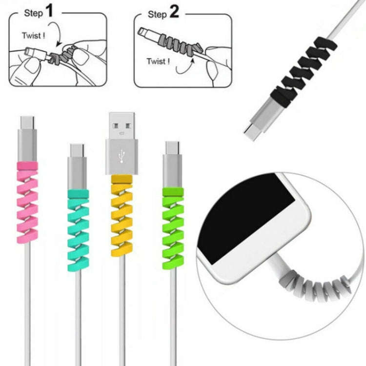 4pcs Spiral Style Silicone Data Cable Protective Cover Anti-wire Break Winder(Gray)