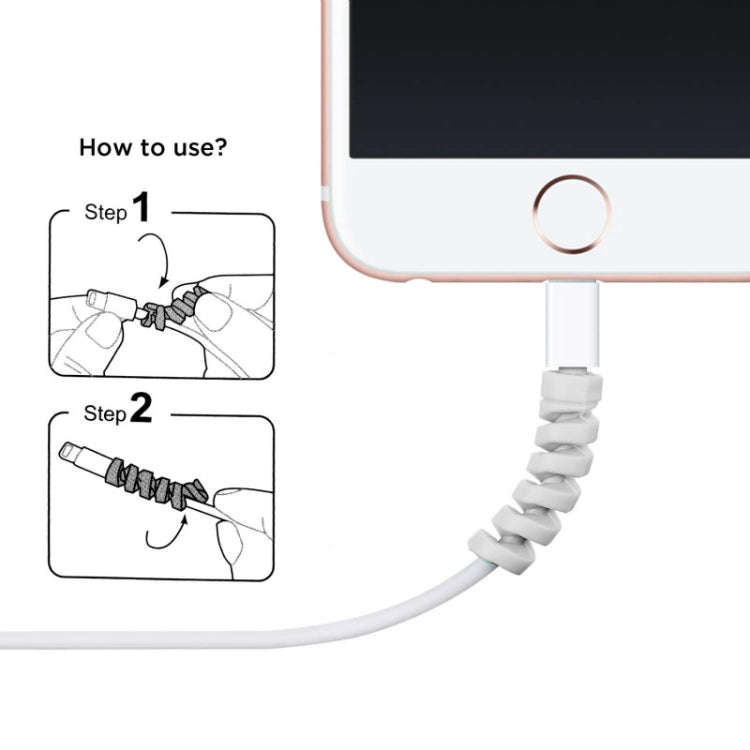 4pcs Spiral Style Silicone Data Cable Protective Cover Anti-wire Break Winder(Gray)