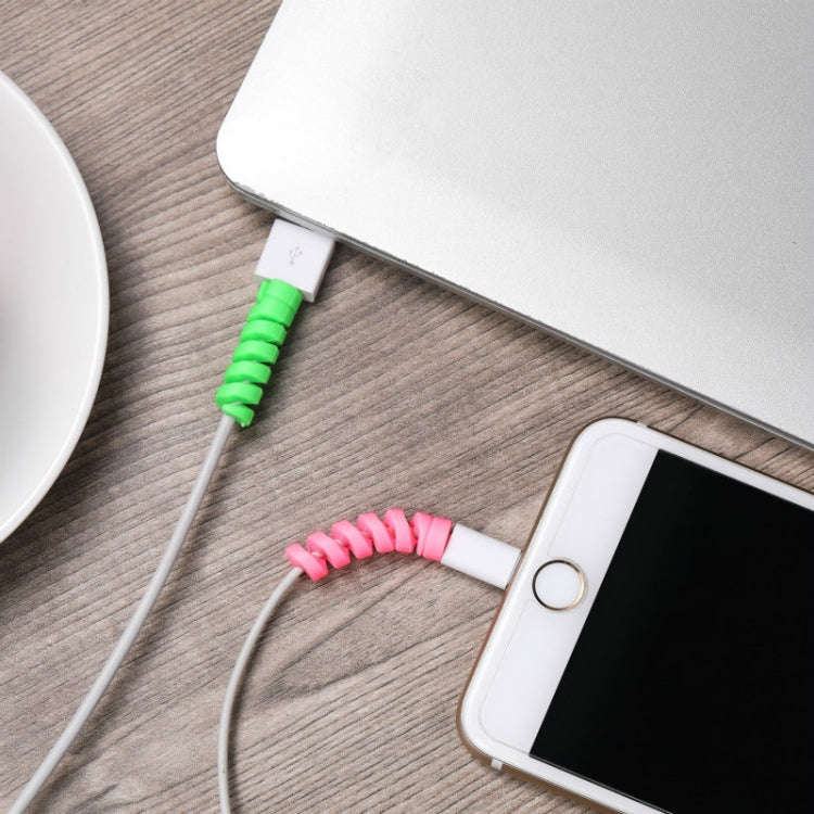 4pcs Spiral Style Silicone Data Cable Protective Cover Anti-wire Break Winder(Gray)