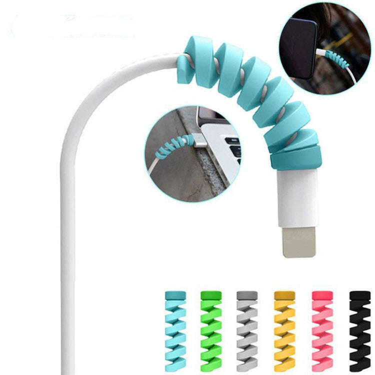 4pcs Spiral Style Silicone Data Cable Protective Cover Anti-wire Break Winder(Gray)