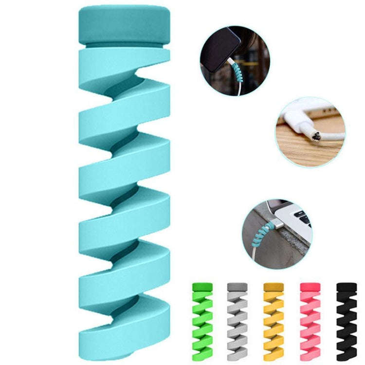 4pcs Spiral Style Silicone Data Cable Protective Cover Anti-wire Break Winder(Gray)