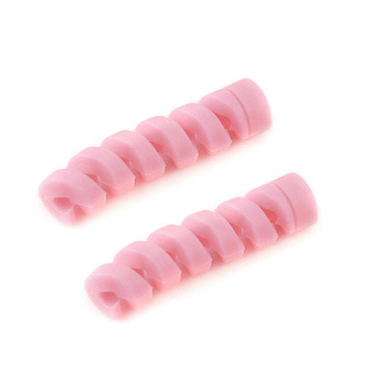 4pcs Spiral Style Silicone Data Cable Protective Cover Anti-wire Break Winder(Pink)