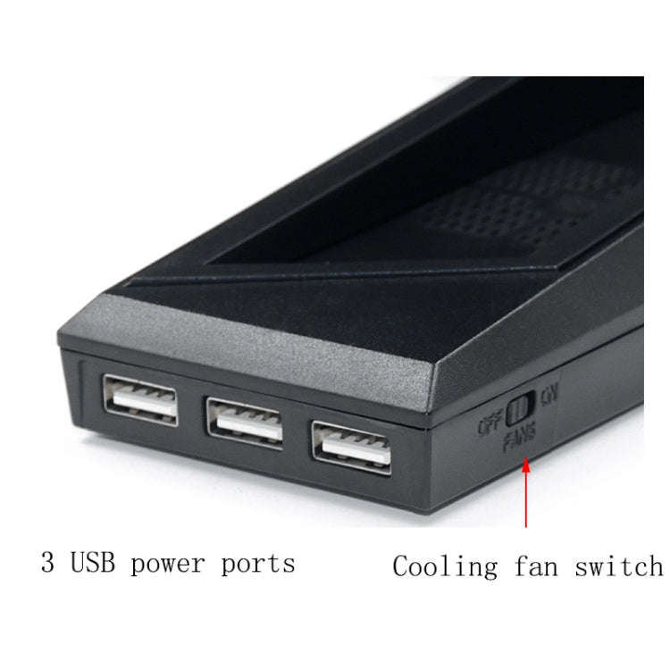 Game Console Radiator And Dual Handle Charging Base For PS4 / PS4 Slim(Black)