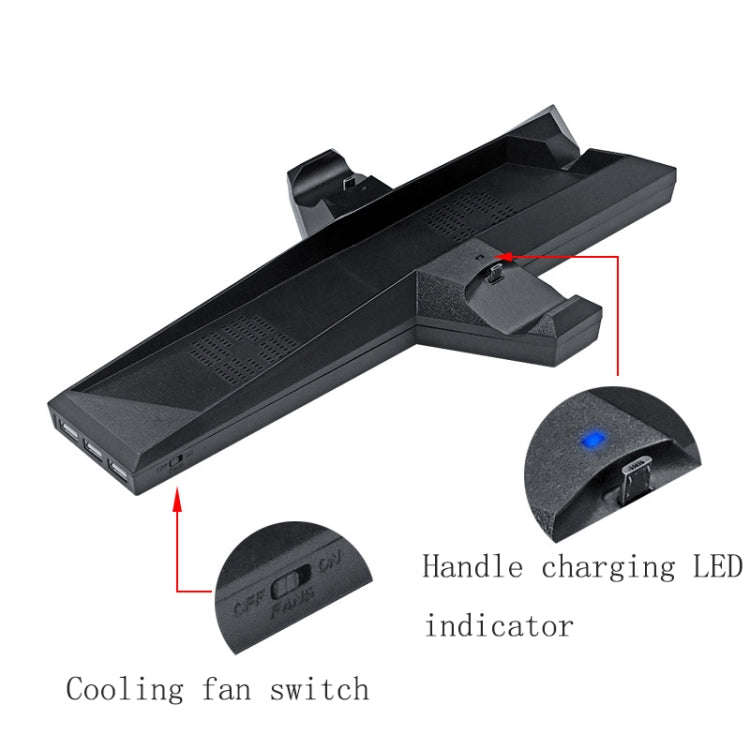 Game Console Radiator And Dual Handle Charging Base For PS4 / PS4 Slim(Black)