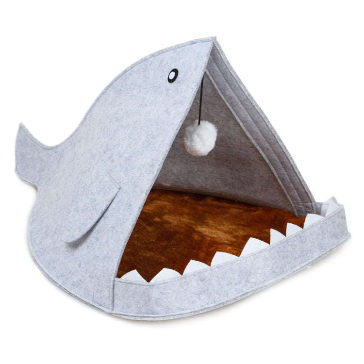 Washable Fish Shape Felt Lovely Fashion Cat and Dog Pet Bed, Specification: 40x40x50cm(Grey)