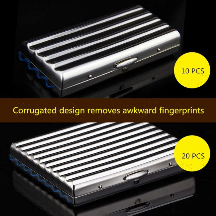 Double-gun Copper Corrugated Cigarette Case, Capacity:16 PCS Silver