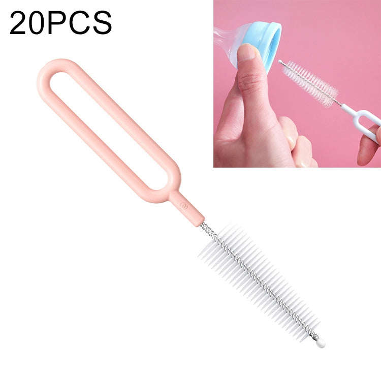 20 PCS Nylon Feeding Bottle Cleaning Brush Rotating Teapot Brush(Phosphor)