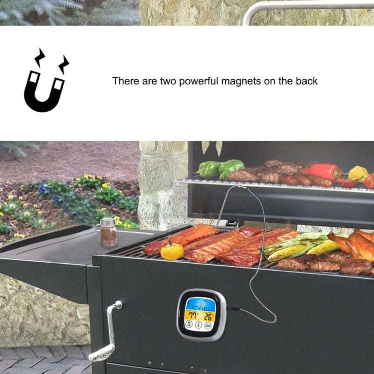 Kitchen Food Digital Display Touch Field Barbecue Thermometer Black with Silver Frame
