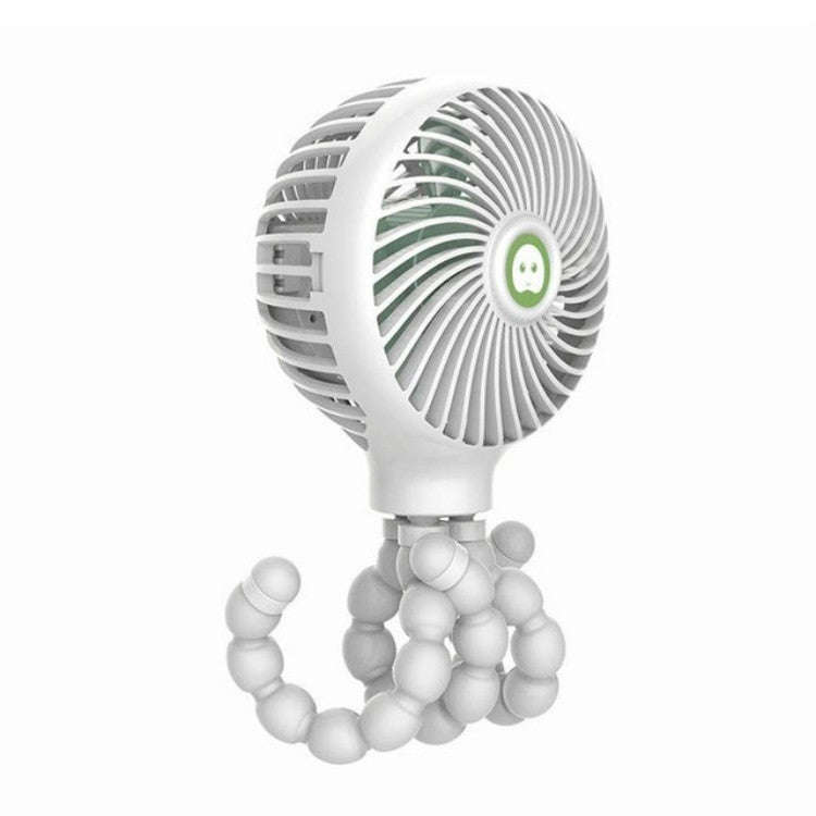 Octopus Deformed Cartoon Folding USB Rechargeable Mini Handheld Fan(White)