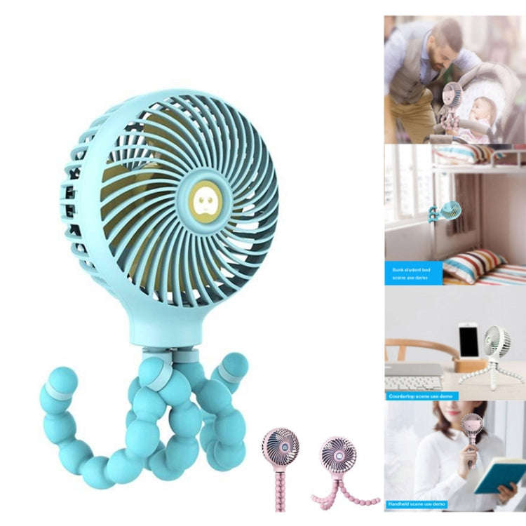 Octopus Deformed Cartoon Folding USB Rechargeable Mini Handheld Fan(White)